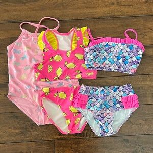 Lot of 3 size 6/6X girls bathing swim suits.